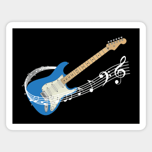 Music Staff Lake Placid Blue Electric Guitar Sticker